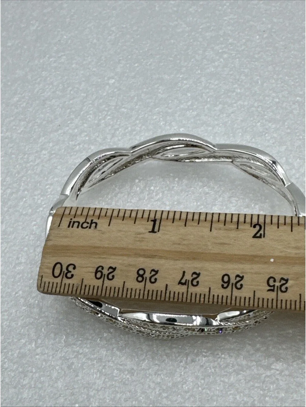 PREMIER DESIGNS Clamper Bracelet Yellow Rhinestones Twist Silver Tone Oval